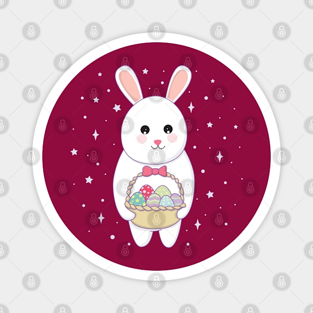 Rabbit with easter egg basket Magnet by sj_arts